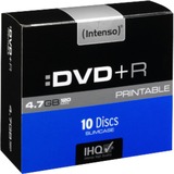 Intenso DVD+R 4.7GB, Printable, 16x 4,7 GB 10 stk, DVD tomme medier Printable, 16x, DVD+R, 120 mm, Printbar, Slimcase, 10 stk, 4,7 GB