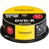 Intenso DVD-R 4.7GB, Printable, 16x 4,7 GB 25 stk, DVD tomme medier Printable, 16x, DVD-R, 120 mm, Printbar, Kageæske, 25 stk, 4,7 GB