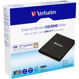 Verbatim 43886 optisk diskdrev DVD±RW Sort, ekstern DVD-brænder Sort, Bakke, Desktop/notebook, DVD±RW, USB 3.2 Gen 1 (3.1 Gen 1), CD-R, CD-RW, DVD+R, DVD+R DL, DVD+RW, DVD-R, DVD-R DL, DVD-RW