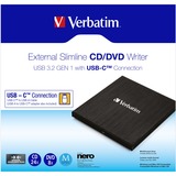 Verbatim 43886 optisk diskdrev DVD±RW Sort, ekstern DVD-brænder Sort, Bakke, Desktop/notebook, DVD±RW, USB 3.2 Gen 1 (3.1 Gen 1), CD-R, CD-RW, DVD+R, DVD+R DL, DVD+RW, DVD-R, DVD-R DL, DVD-RW