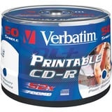Verbatim CD-R AZO Wide Inkjet Printable no ID 700 MB 50 stk, Cd'er 52x, CD-R, 120 mm, 700 MB, Kageæske, 50 stk