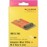 DeLOCK 63909 interface-kort/adapter Intern M.2 Mini PCI Express, M.2, Fuld højde, Rød, Windows 10, Windows 7, Windows 8, Windows 8.1, 30 mm