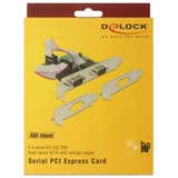 DeLOCK 89641 interface-kort/adapter Intern Seriel, Interface card PCIe, Seriel, Lavprofil, PCIe 2.0, RS-232, Grøn