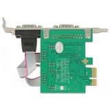 DeLOCK 89641 interface-kort/adapter Intern Seriel, Interface card PCIe, Seriel, Lavprofil, PCIe 2.0, RS-232, Grøn