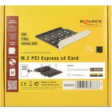 DeLOCK 89888 interface-kort/adapter Intern SATA, RAID-kort PCIe, SATA, 1 x PCI Express x4, 4 x 67 pin M.2 key B, Kina, Marvell 88SE9230, 6 Gbit/sek.