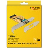 DeLOCK 90293 interface-kort/adapter Intern RS-232, Konverter PCIe, RS-232, Lavprofil, PCIe 2.0, SUN2212, 0,0001152 Gbit/sek.