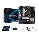 ASRock A520M Pro4 Stik AM4 micro ATX, Bundkort AMD, Stik AM4, 3rd Generation AMD Ryzen™ 3, 3rd Generation AMD Ryzen 5, 3rd Generation AMD Ryzen™ 7, 3rd..., DDR4-SDRAM, 64 GB, DIMM
