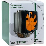 Inter-Tech Argus SU-200 Processor Køler 9,2 cm Sort, Orange, CPU køler Køler, 9,2 cm, 600 rpm, 1600 rpm, 25 dB, 56,07 m³/t