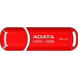 ADATA 64GB DashDrive UV150 USB-nøgle USB Type-A 3.2 Gen 1 (3.1 Gen 1) Rød, USB-stik Rød, 64 GB, USB Type-A, 3.2 Gen 1 (3.1 Gen 1), Hætte, 9 g, Rød