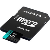 ADATA Premier Pro 64 GB MicroSDXC UHS-I Klasse 10, Hukommelseskort 64 GB, MicroSDXC, Klasse 10, UHS-I, 100 MB/s, 80 MB/s