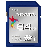 ADATA SDXC 64GB UHS Klasse 10, Hukommelseskort Blå, 64 GB, SDXC, Klasse 10, UHS, Blå