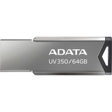 ADATA UV350 USB-nøgle 64 GB USB Type-A Grå, USB-stik Sølv, 64 GB, USB Type-A, Uden hætte, 5,9 g, Grå, Detail