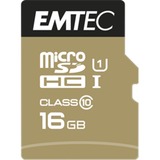 Emtec microSD Class10 Gold+ 16GB MicroSDHC Klasse 10, Hukommelseskort 16 GB, MicroSDHC, Klasse 10, 85 MB/s, 21 MB/s, Blå, Guld