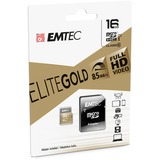 Emtec microSD Class10 Gold+ 16GB MicroSDHC Klasse 10, Hukommelseskort 16 GB, MicroSDHC, Klasse 10, 85 MB/s, 21 MB/s, Blå, Guld
