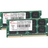 G.Skill 8GB DDR3-1333 SQ hukommelsesmodul 2 x 4 GB 1333 Mhz 8 GB, 2 x 4 GB, DDR3, 1333 Mhz, 204-pin SO-DIMM, Lite detail