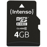Intenso 4GB MicroSDHC Klasse 10, Hukommelseskort 4 GB, MicroSDHC, Klasse 10, 25 MB/s, Stødresistent, Temperaturbestandigt, Vandtæt, Røntgenbestandig, Sort