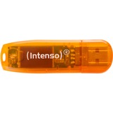 Intenso Rainbow Line USB-nøgle 64 GB USB Type-A 2.0 Orange, USB-stik Orange, 64 GB, USB Type-A, 2.0, 28 MB/s, Hætte, Orange