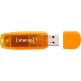 Intenso Rainbow Line USB-nøgle 64 GB USB Type-A 2.0 Orange, USB-stik Orange, 64 GB, USB Type-A, 2.0, 28 MB/s, Hætte, Orange