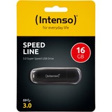 Intenso Speed Line USB-nøgle 16 GB USB Type-A 3.2 Gen 1 (3.1 Gen 1) Sort, USB-stik Sort, 16 GB, USB Type-A, 3.2 Gen 1 (3.1 Gen 1), 70 MB/s, Hætte, Sort