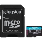 Kingston Canvas Go! Plus 512 GB MicroSD UHS-I Klasse 10, Hukommelseskort Sort, 512 GB, MicroSD, Klasse 10, UHS-I, 170 MB/s, 90 MB/s