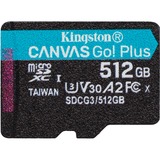 Kingston Canvas Go! Plus 512 GB MicroSD UHS-I Klasse 10, Hukommelseskort Sort, 512 GB, MicroSD, Klasse 10, UHS-I, 170 MB/s, 90 MB/s