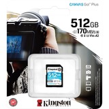 Kingston Canvas Go! Plus 512 GB SD UHS-I Klasse 10, Hukommelseskort Sort, 512 GB, SD, Klasse 10, UHS-I, 170 MB/s, 90 MB/s