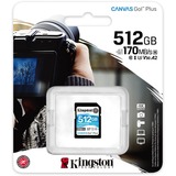 Kingston Canvas Go! Plus 512 GB SD UHS-I Klasse 10, Hukommelseskort Sort, 512 GB, SD, Klasse 10, UHS-I, 170 MB/s, 90 MB/s