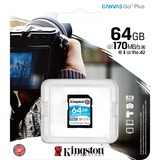 Kingston Canvas Go! Plus 64 GB SD UHS-I Klasse 10, Hukommelseskort Sort, 64 GB, SD, Klasse 10, UHS-I, 170 MB/s, 70 MB/s