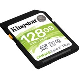 Kingston Canvas Select Plus 128 GB SDXC UHS-I Klasse 10, Hukommelseskort Sort, 128 GB, SDXC, Klasse 10, UHS-I, 100 MB/s, 85 MB/s