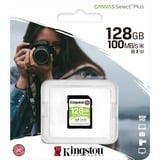 Kingston Canvas Select Plus 128 GB SDXC UHS-I Klasse 10, Hukommelseskort Sort, 128 GB, SDXC, Klasse 10, UHS-I, 100 MB/s, 85 MB/s