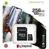 Kingston Canvas Select Plus 256 GB MicroSDXC UHS-I Klasse 10, Hukommelseskort Sort, 256 GB, MicroSDXC, Klasse 10, UHS-I, 100 MB/s, 85 MB/s