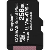 Kingston Canvas Select Plus 256 GB MicroSDXC UHS-I Klasse 10, Hukommelseskort Sort, 256 GB, MicroSDXC, Klasse 10, UHS-I, 100 MB/s, 85 MB/s