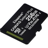 Kingston Canvas Select Plus 256 GB MicroSDXC UHS-I Klasse 10, Hukommelseskort Sort, 256 GB, MicroSDXC, Klasse 10, UHS-I, 100 MB/s, 85 MB/s