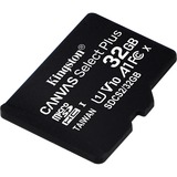 Kingston Canvas Select Plus 32 GB MicroSDHC UHS-I Klasse 10, Hukommelseskort Sort, 32 GB, MicroSDHC, Klasse 10, UHS-I, 100 MB/s, Class 1 (U1)