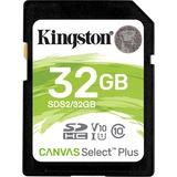Kingston Canvas Select Plus 32 GB SDHC UHS-I Klasse 10, Hukommelseskort Sort, 32 GB, SDHC, Klasse 10, UHS-I, 100 MB/s, Class 1 (U1)