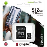 Kingston Canvas Select Plus 512 GB SDXC UHS-I Klasse 10, Hukommelseskort Sort, 512 GB, SDXC, Klasse 10, UHS-I, 100 MB/s, 85 MB/s