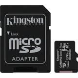 Kingston Canvas Select Plus 64 GB MicroSDXC UHS-I Klasse 10, Hukommelseskort Sort, 64 GB, MicroSDXC, Klasse 10, UHS-I, 100 MB/s, 85 MB/s