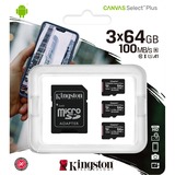 Kingston Canvas Select Plus 64 GB MicroSDXC UHS-I Klasse 10, Hukommelseskort Sort, 64 GB, MicroSDXC, Klasse 10, UHS-I, 100 MB/s, 85 MB/s