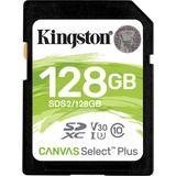 Kingston Canvas Select Plus hukommelseskort 128 GB SDXC UHS-I Klasse 10 Sort, 128 GB, SDXC, Klasse 10, UHS-I, 100 MB/s, 85 MB/s