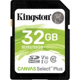 Kingston Canvas Select Plus hukommelseskort 32 GB SDHC UHS-I Klasse 10 Sort, 32 GB, SDHC, Klasse 10, UHS-I, 100 MB/s, Class 1 (U1)