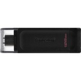 Kingston DataTraveler 128 GB USB-C 3.2 Gen 1 70, USB-stik Sort, 128 GB, USB Type-C, 3.2 Gen 1 (3.1 Gen 1), Hætte, 7 g, Sort