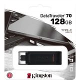 Kingston DataTraveler 128 GB USB-C 3.2 Gen 1 70, USB-stik Sort, 128 GB, USB Type-C, 3.2 Gen 1 (3.1 Gen 1), Hætte, 7 g, Sort