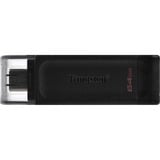 Kingston DataTraveler 64 GB USB-C 3.2 Gen 1 70, USB-stik Sort, 64 GB, USB Type-C, 3.2 Gen 1 (3.1 Gen 1), Hætte, 7 g, Sort