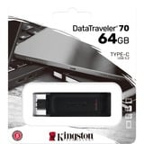 Kingston DataTraveler 64 GB USB-C 3.2 Gen 1 70, USB-stik Sort, 64 GB, USB Type-C, 3.2 Gen 1 (3.1 Gen 1), Hætte, 7 g, Sort