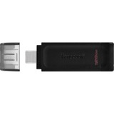Kingston DataTraveler 70 USB-nøgle 128 GB USB Type-C 3.2 Gen 1 (3.1 Gen 1) Sort, USB-stik Sort, 128 GB, USB Type-C, 3.2 Gen 1 (3.1 Gen 1), Kabel, 7 g, Sort