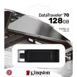 Kingston DataTraveler 70 USB-nøgle 128 GB USB Type-C 3.2 Gen 1 (3.1 Gen 1) Sort, USB-stik Sort, 128 GB, USB Type-C, 3.2 Gen 1 (3.1 Gen 1), Kabel, 7 g, Sort