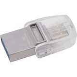 Kingston DataTraveler microDuo 3C 128GB USB-nøgle USB Type-A / USB Type-C 3.2 Gen 1 (3.1 Gen 1) Sølv, USB-stik 128 GB, USB Type-A / USB Type-C, 3.2 Gen 1 (3.1 Gen 1), 100 MB/s, Hætte, Sølv