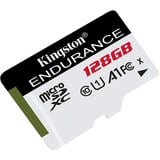 Kingston High Endurance 128 GB MicroSD UHS-I Klasse 10, Hukommelseskort Hvid/Sort, 128 GB, MicroSD, Klasse 10, UHS-I, 95 MB/s, 45 MB/s