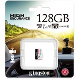 Kingston High Endurance 128 GB MicroSD UHS-I Klasse 10, Hukommelseskort Hvid/Sort, 128 GB, MicroSD, Klasse 10, UHS-I, 95 MB/s, 45 MB/s