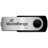 MediaRange 64GB USB 2.0 USB-nøgle USB Type-A / Micro-USB Sort, Sølv, USB-stik Sort/Sølv, 64 GB, USB Type-A / Micro-USB, 2.0, 13 MB/s, Svirvel, Sort, Sølv